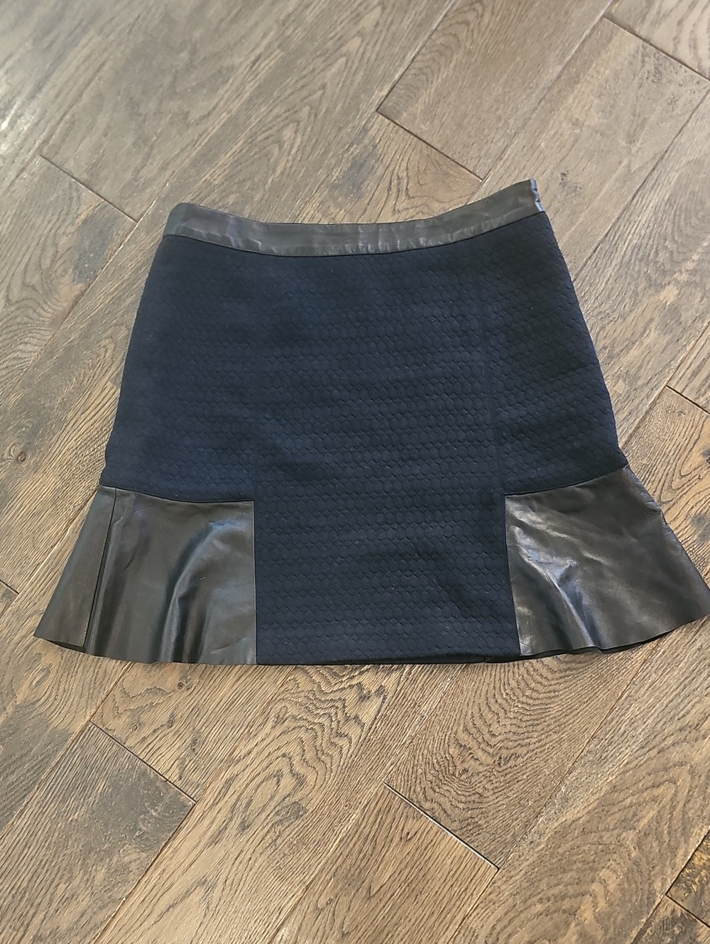 Club Monaco Black Mini Skirt with Lamb Leather Panels